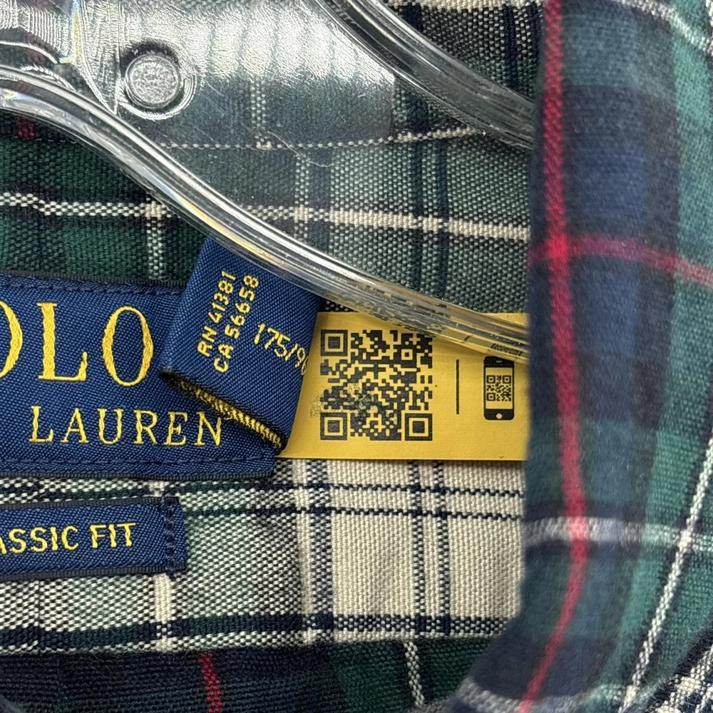 Polo Ralph Lauren Shirt Mens M Green Plaid Classic Fit Button Down Long Sleeve